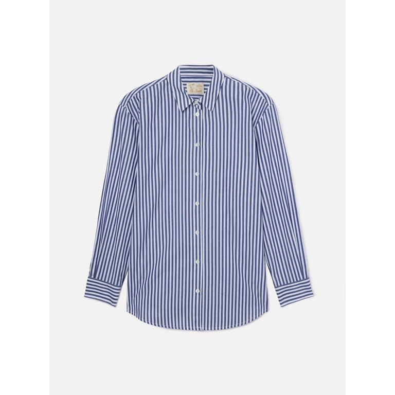 Mc2 Saint Barth Brigitte Shirt With Blue Stripes And See You Saint Barth Embroidery - Women