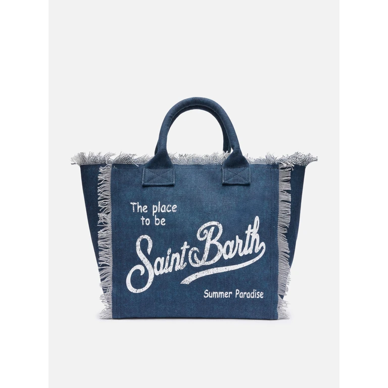 Mc2 Saint Barth Indigo Cotton Canvas Vanity Tote Bag Blue - Unisex
