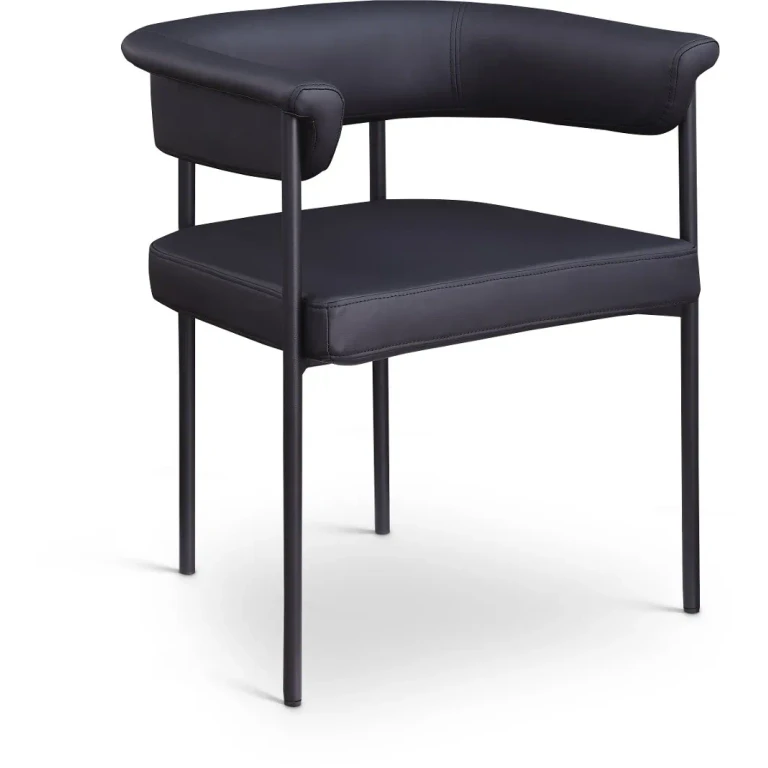 Malin Black Vegan Leather Upholstered Dining Chair, Set of 2