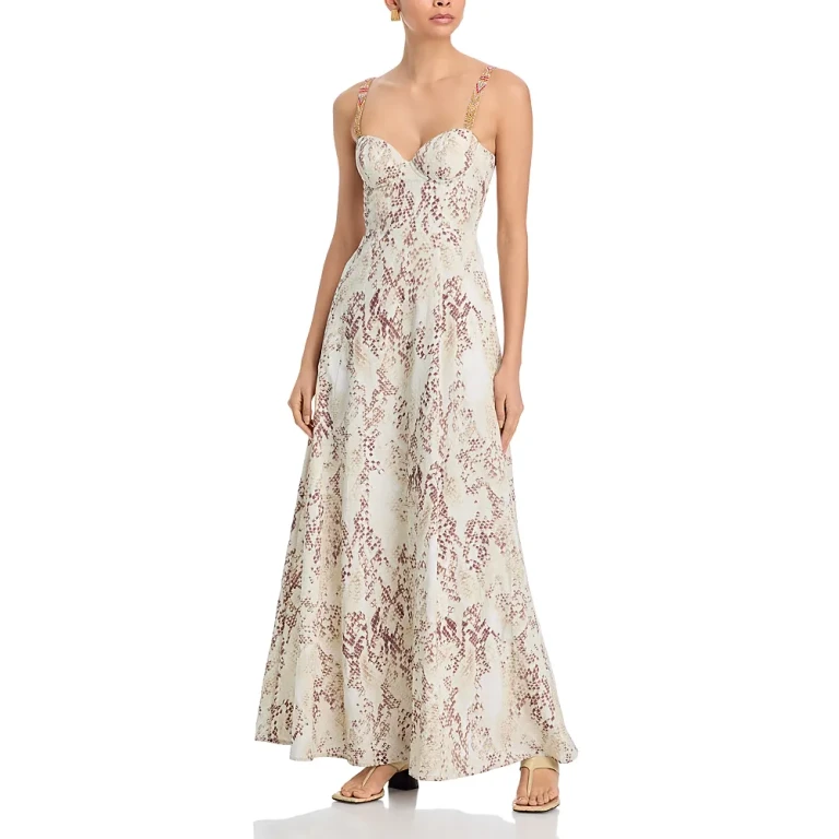 L'Agence Sutton Beaded Strap Maxi Dress