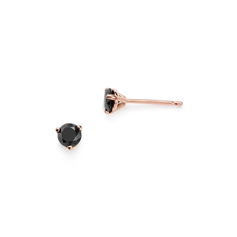 Black Diamond Stud Earrings in 14K Rose Gold, 0.50 tcw