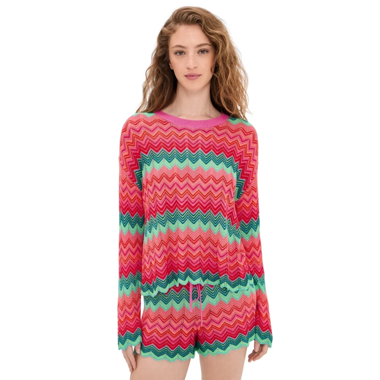 Beach Riot Beach Sweater Strawberry Ice Chevron L