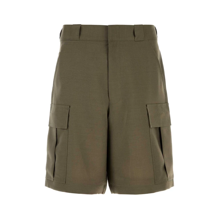 Army Green Mohair Blend Bermuda Shorts Militare Exterior: Virgin Wool - Men