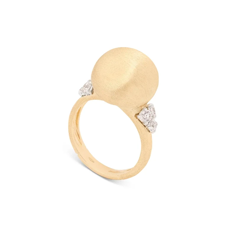 Marco Bicego 18K White & Yellow Gold Africa Diamond Textured Bead Statement Ring