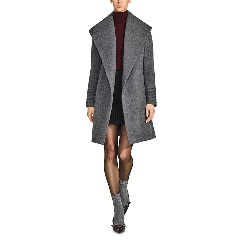 Sentaler Mid Length Shawl Collar Wrap Coat