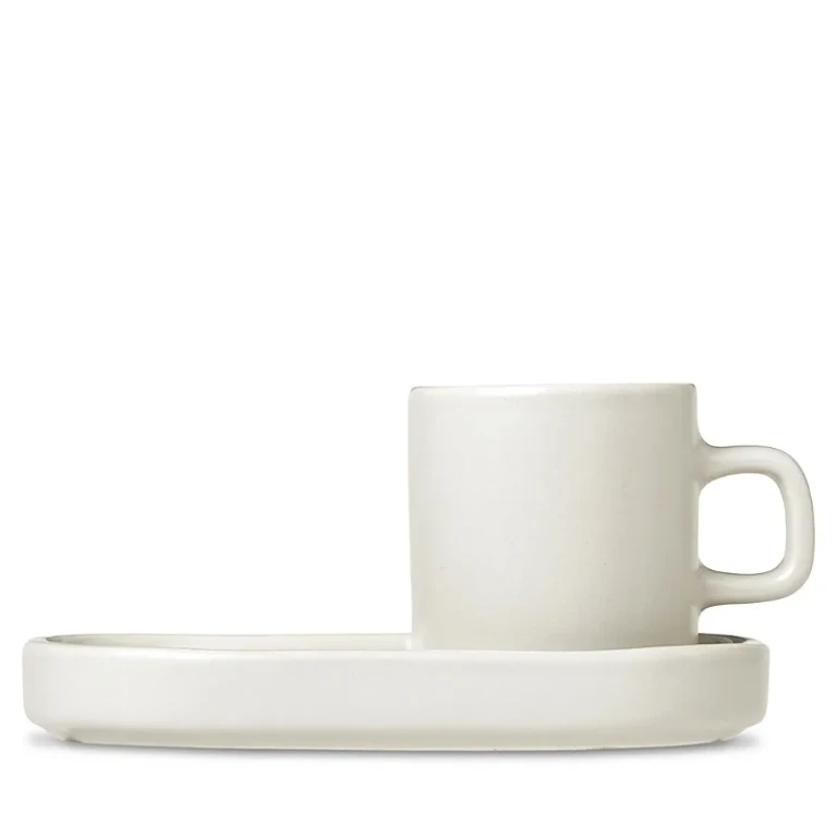 Blomus Pilar Espresso Cups with Trays, Set of 2