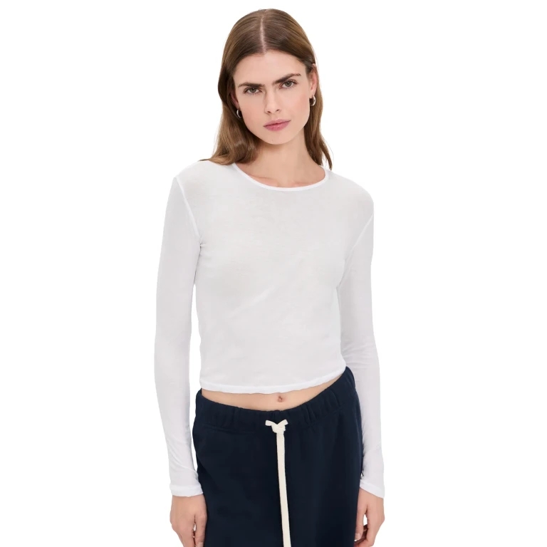 perfectwhitetee Inna French Jersey Long Sleeve Tee White S