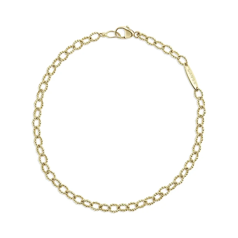 Lagos 18K Yellow Gold Signature Caviar Beaded Oval Link Bracelet