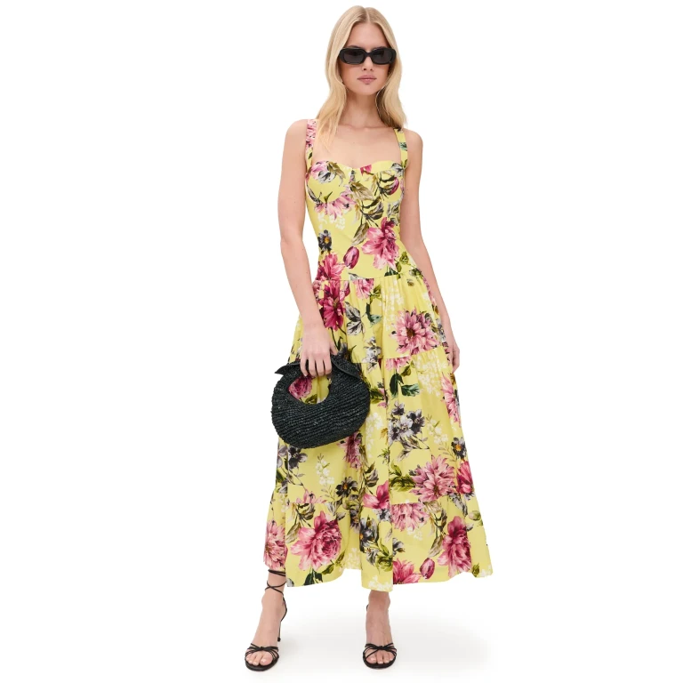 Cara Cara Santiago Dress Margaux Bloom Lemon 00