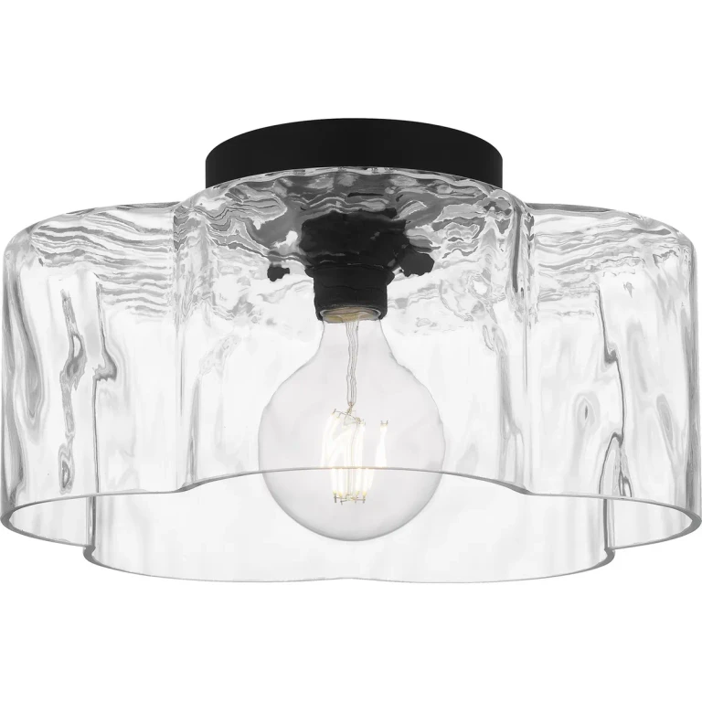 Matte Black One Light Semi Flush Mount from the Quoizel Semi-Flush Mount Collection