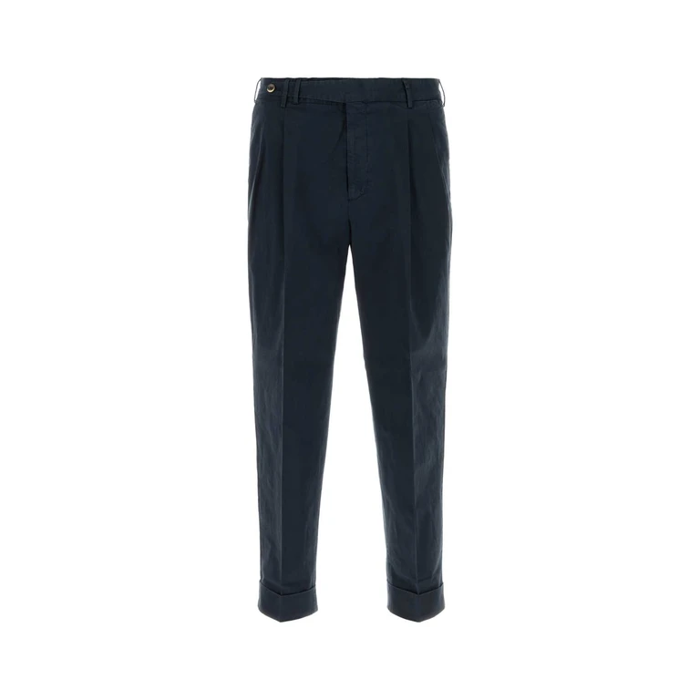 Pt Torino Navy Blue Stretch Cotton Style Pant Y372 Exterior: Elastane Pantaloni - Men