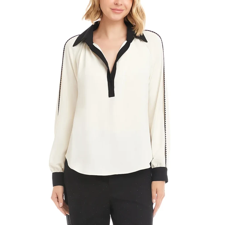 Karen Kane Long Sleeve Colorblock Edge Stitch Top