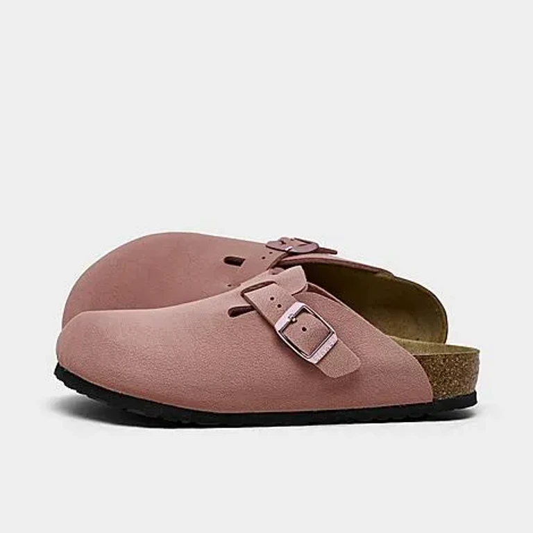 Birkenstock Little Kids Boston Birkibuc Clog Shoes in Pink Clay Size: 29