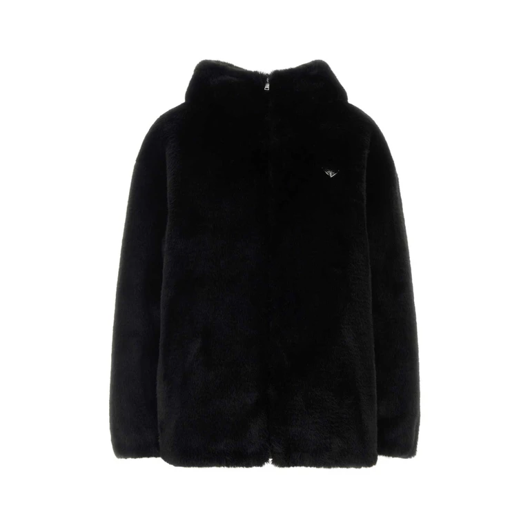 Prada Black Eco Fur Reversible Jacket Nero Giubbini - Women