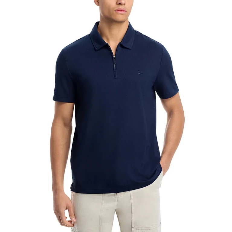 Michael Kors Sleek Pique Zip Polo Shirt