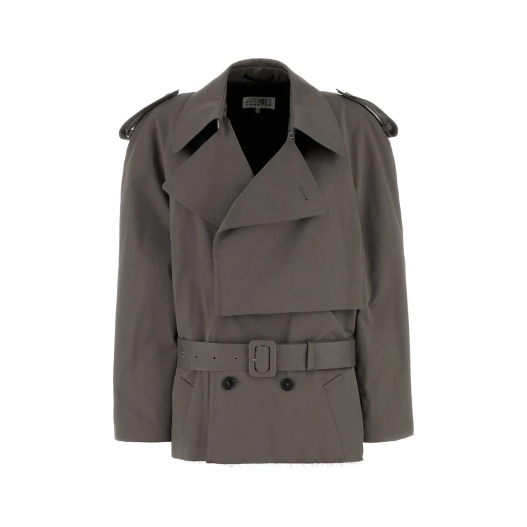 MM6 Maison Margiela Dark Grey Stretch Cotton Trench Coat