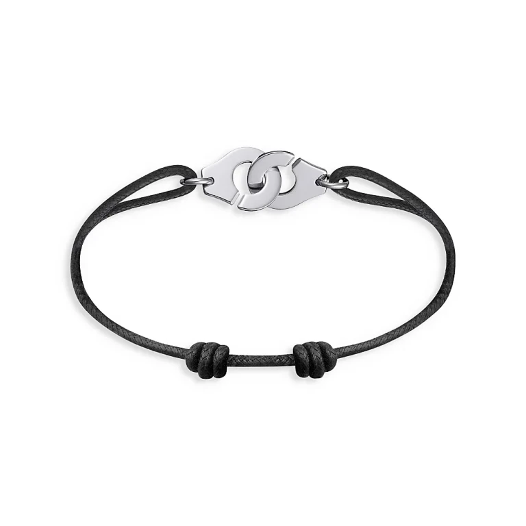 Dinh Van 18K White Gold Menottes R12 Intertwined Handcuff Charm Adjustable Cord Bracelet