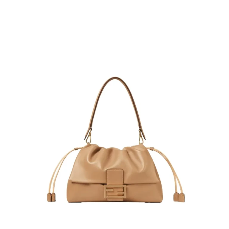 Fendi Beige Leather Large Mamma Baguette Top Handle Bag