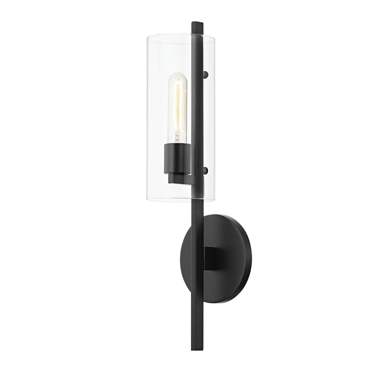 Soft Black One Light Wall Sconce from the Ariel Collection