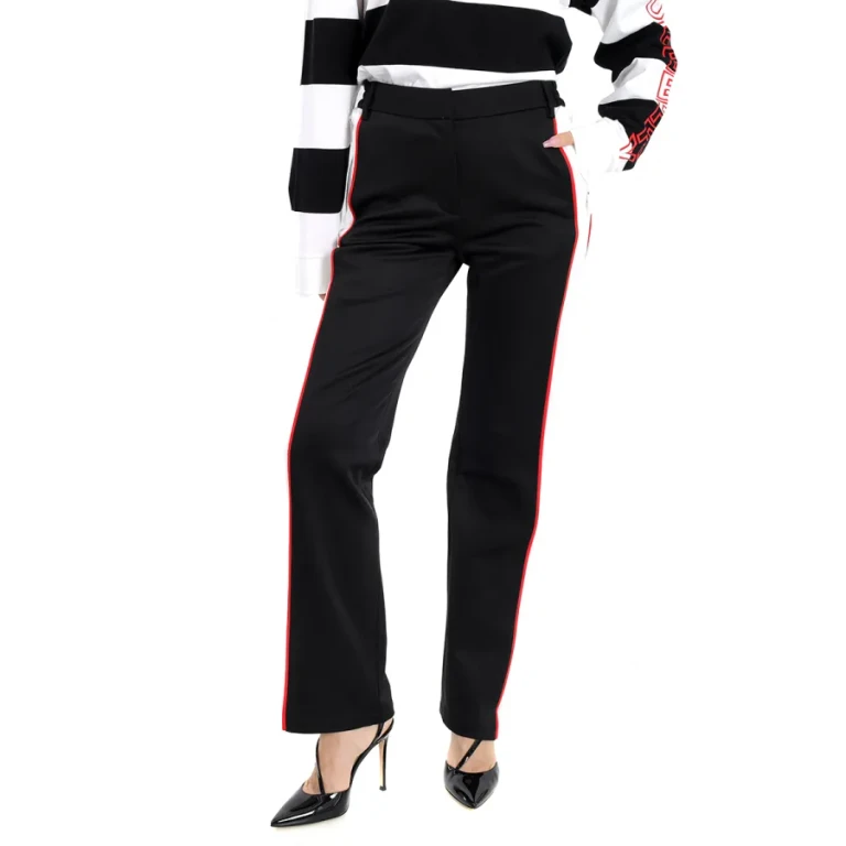 Burberry Black Mesh Striped Jersey Tailored Trousers