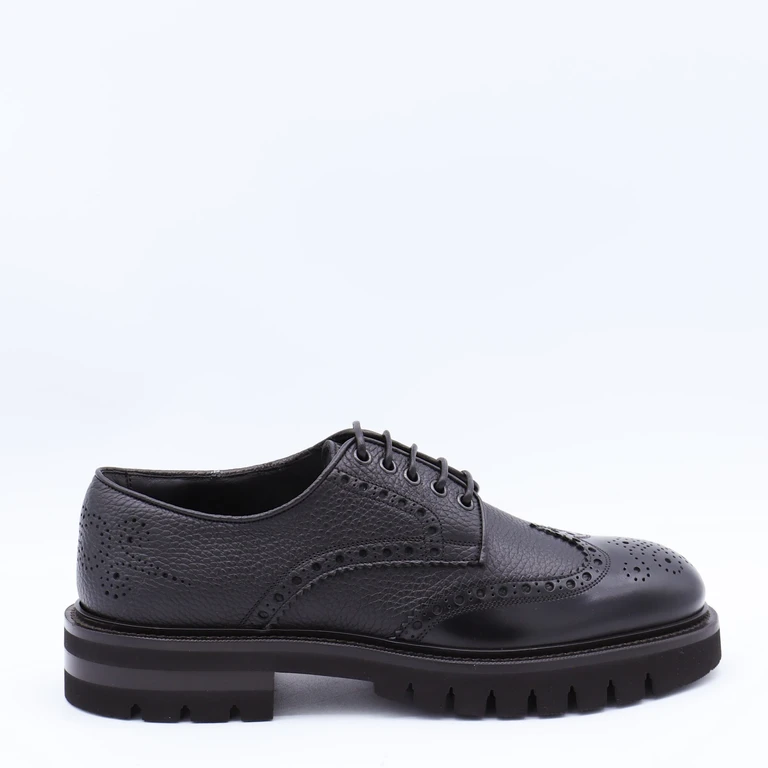 Ferragamo Black Leather Aspen Lace Up Shoes