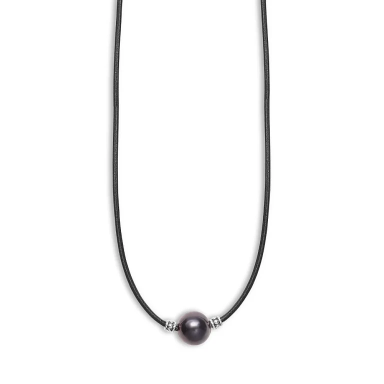 Lagos Men's Sterling Silver Anthem Black Tahitian Pearl Pendant Necklace, 20 - Exclusive