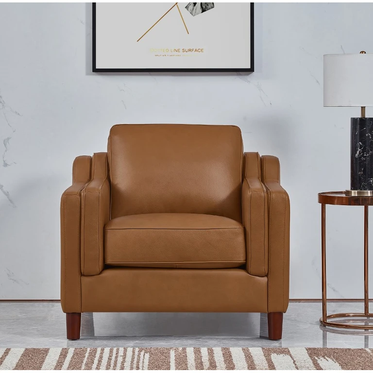 Ballari Cognac Brown Leather Accent Chair