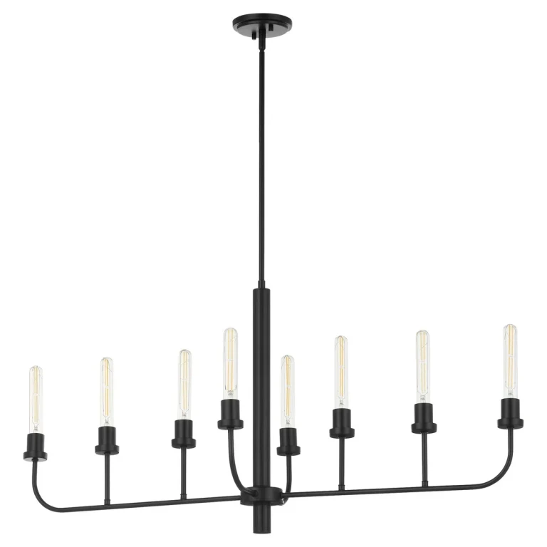 Matte Black Eight Light Linear Chandelier from the Sheridan Collection