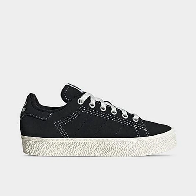 adidas Big Kids Originals Stan Smith CS Casual Shoes in Black/White/Gum Size: 4.0
