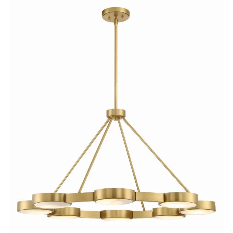 Modern Gold Eight Light Chandelier from the Orson Collection