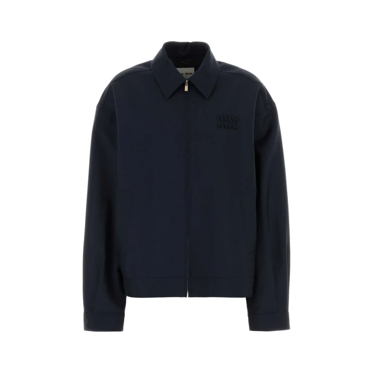 Miu Miu Navy Blue Mohair Blend Jacket