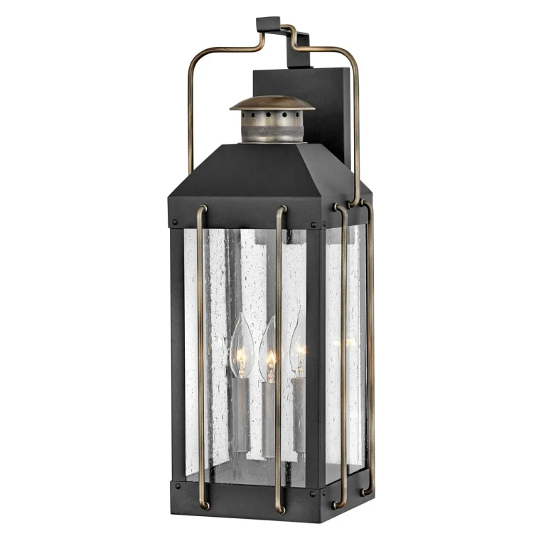 Textured Black LED Outdoor Lantern from the Fitzgerald Collection