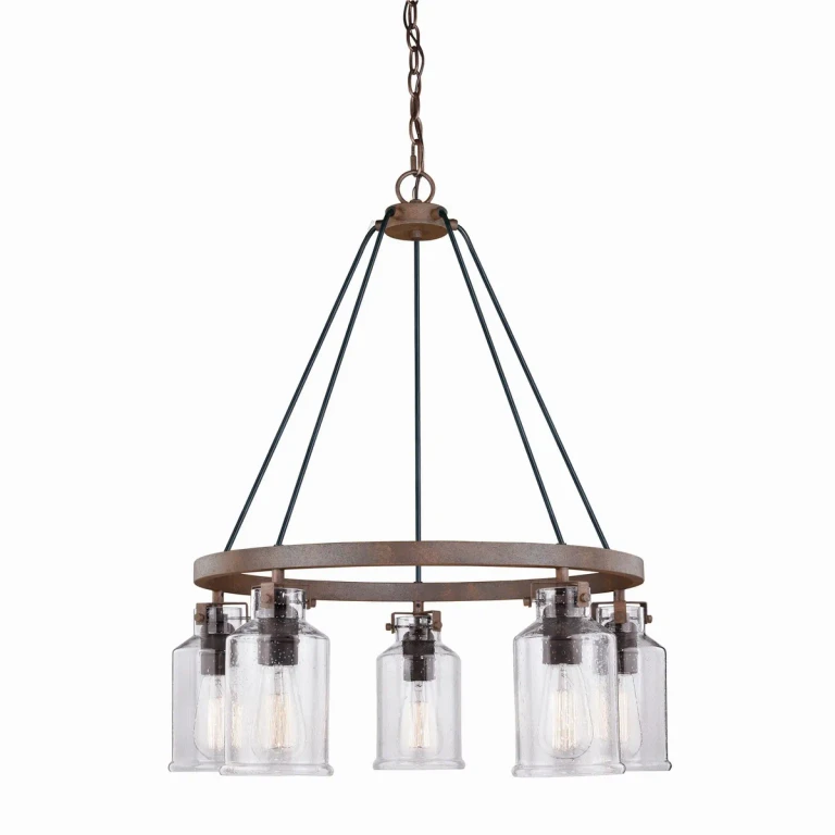 Textured Rustic Bronze Five Light Chandelier from the Milone Collection