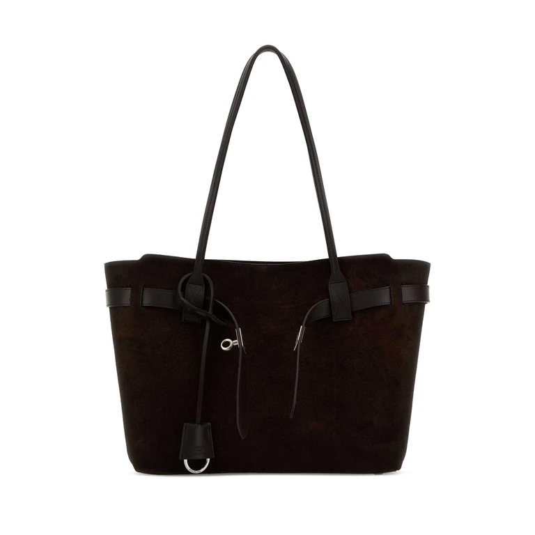 Balenciaga Dark Brown Suede Medium Bel Air Shopping Bag Light Espresso T Domesticated Calf Le Borse A Mano - Women