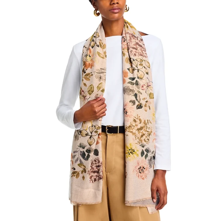 V Fraas Metallic Floral Scarf - Exclusive