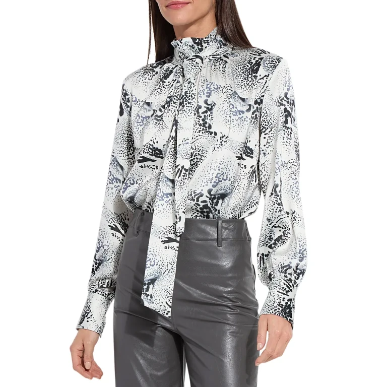 Lysse Onyx Embellished Tie Neck Blouse