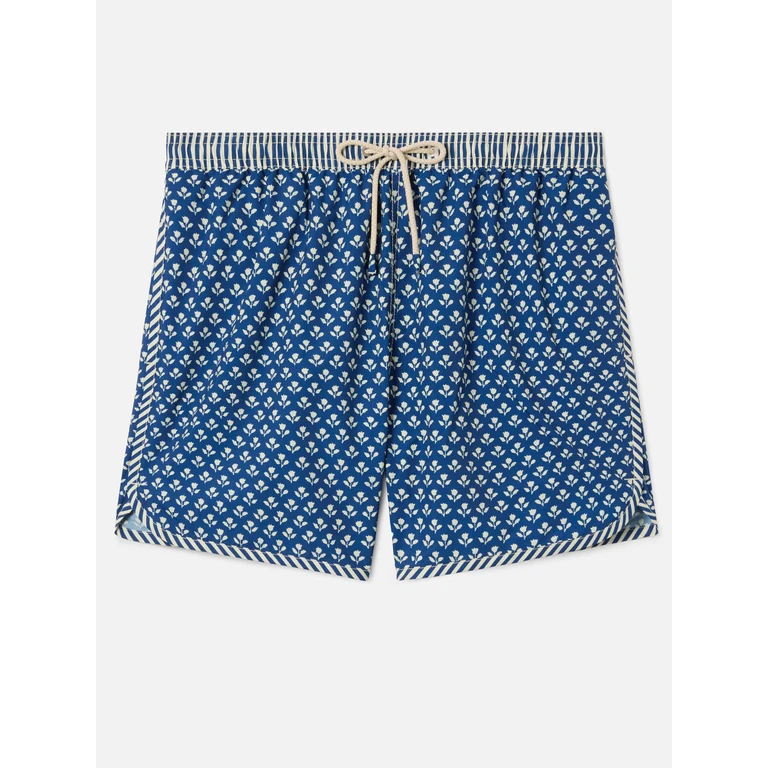 Mc2 Saint Barth Comporta Swim Shorts With Batik Floral Print Blue Swimshort - Men