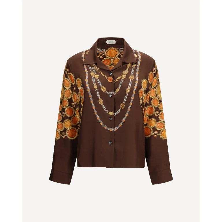 Camisa Versace con estampado de cadenas (Talla 40)