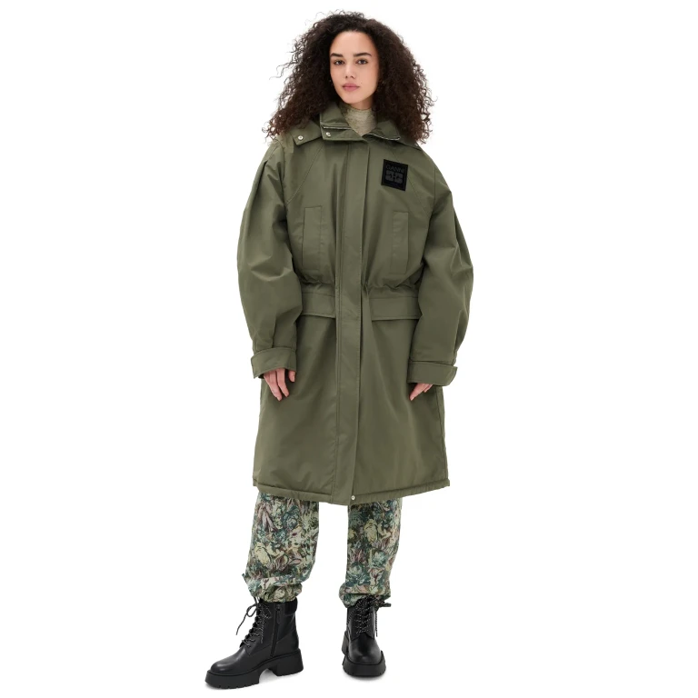 GANNI Ripstop Tri-Layer Parka Mantel Kalamata 36