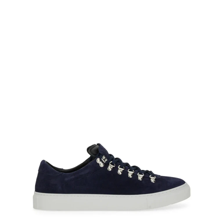 Low-Top Sneakers in Blue Suede with Contrasting Rubber Sole (DI23SPMLMS01S002NAV)
