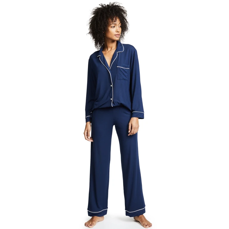 Eberjey Gisele Pajama Set Black/Sorbet Pink M