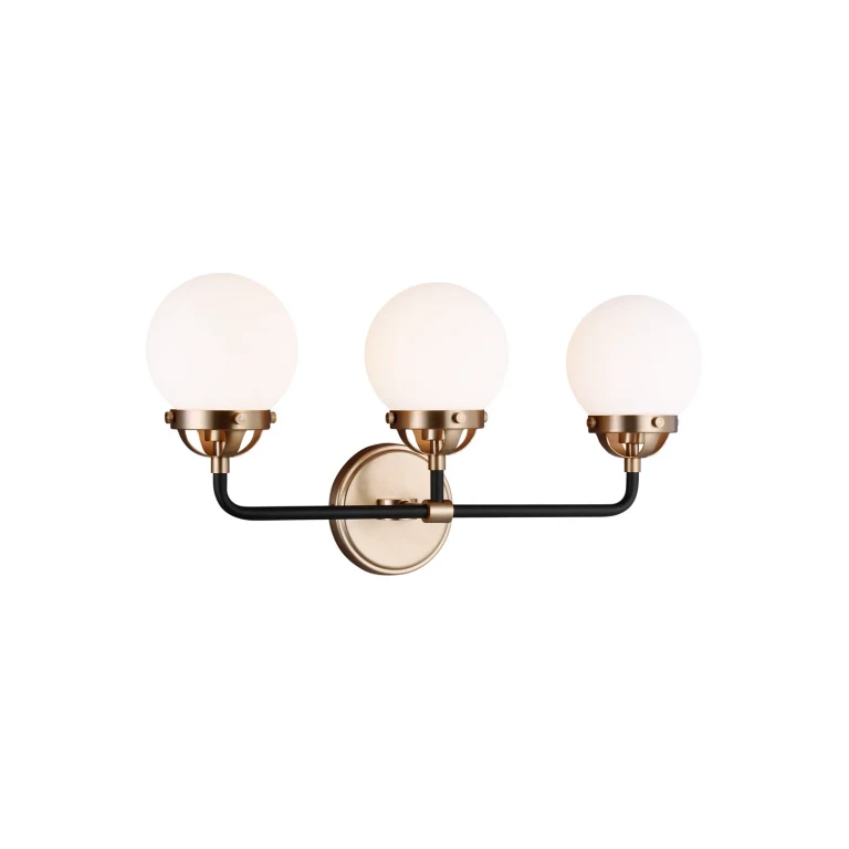 Cafe 3-Light Bathroom Vanity Light in Satin Brass