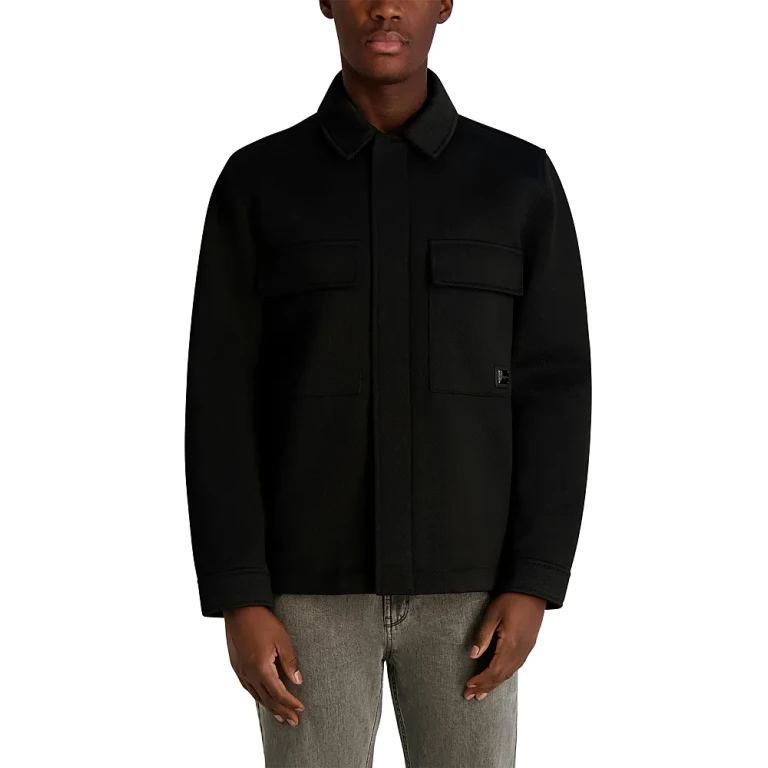 Karl Lagerfeld Paris Twill Collared Shirt Jacket