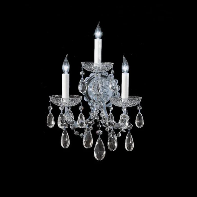 Maria Theresa 3-Light 14" Wall Sconce in Polished Chrome with Clear Hand Cut Crystals