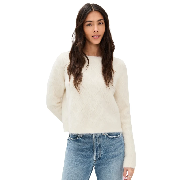 OGD One Grey Day Viola Alpaca Crewneck Sweater Ivory M