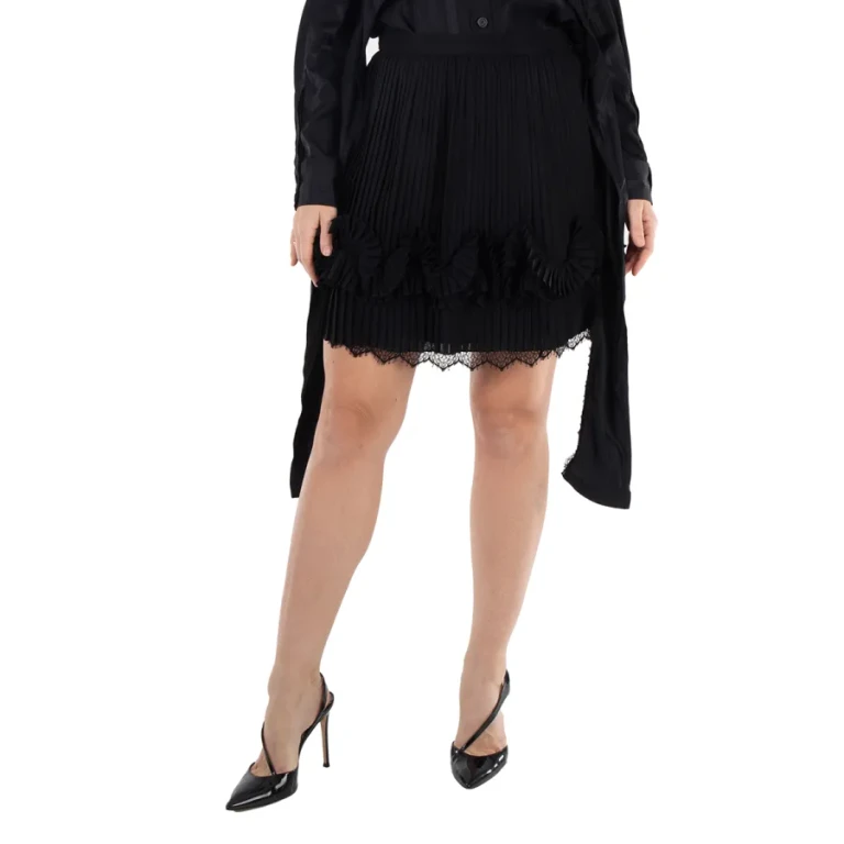 Burberry Pleated Lace-Trim Skirt