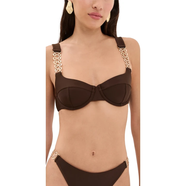Ramy Brook Iryna Bikini Top Beach Brown M