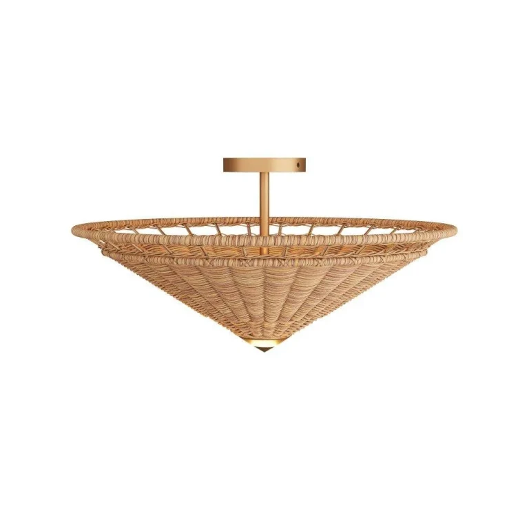 Natural, Rattan Flush Mount from the Terrace Collection