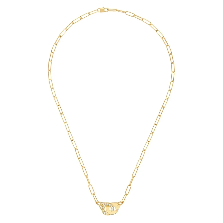 Dinh Van 18K Yellow Gold Menottes Diamond Interlocking Link Necklace, 16.5 - Exclusive