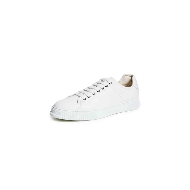 Ferragamo Clayton Leren Sneakers Bianco Ottico
